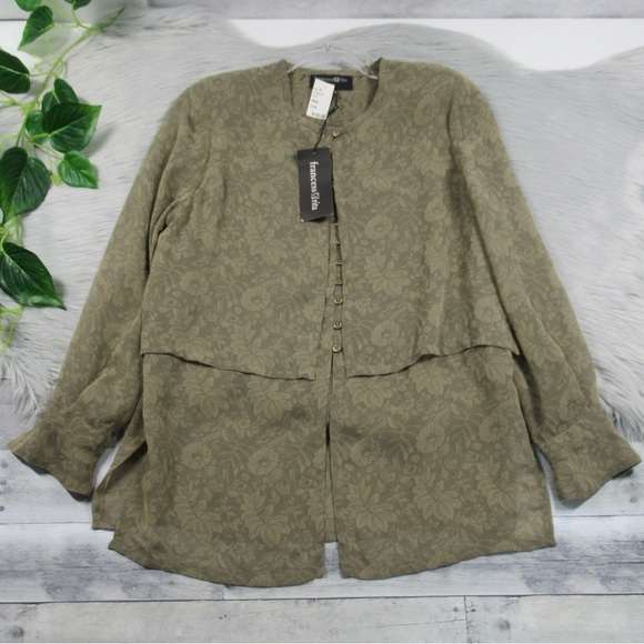 FRANCESS RITA Vintage Sheer Layered Floral Button Front Blouse Tunic Size 10 - Picture 6 of 13